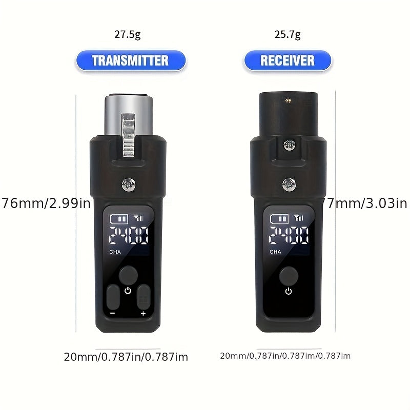 Sistema de micrófono inalámbrico UHF 2.4GHz NXG con adaptador XLR para micrófonos dinámicos, mezcladores de audio y sistemas de sonido.