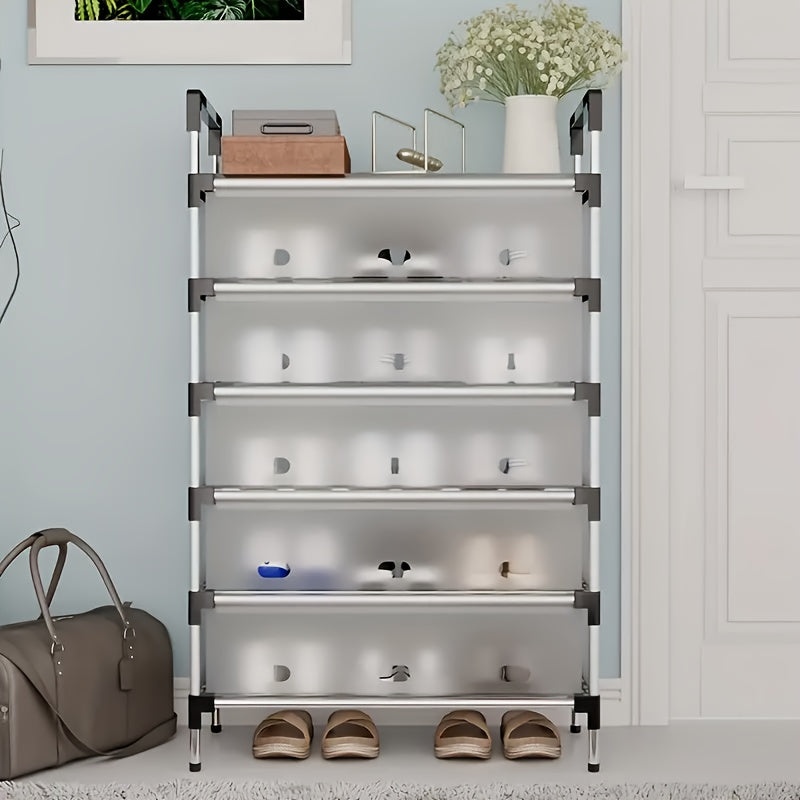 Organizador de zapatos de 6/7 niveles, capacidad para 18-21 pares, estructura de metal resistente con material PP, ahorra espacio para el hogar, dormitorio y pasillo, uso en interiores, ensamblado, almacenamiento multipropósito para zapatos y botas