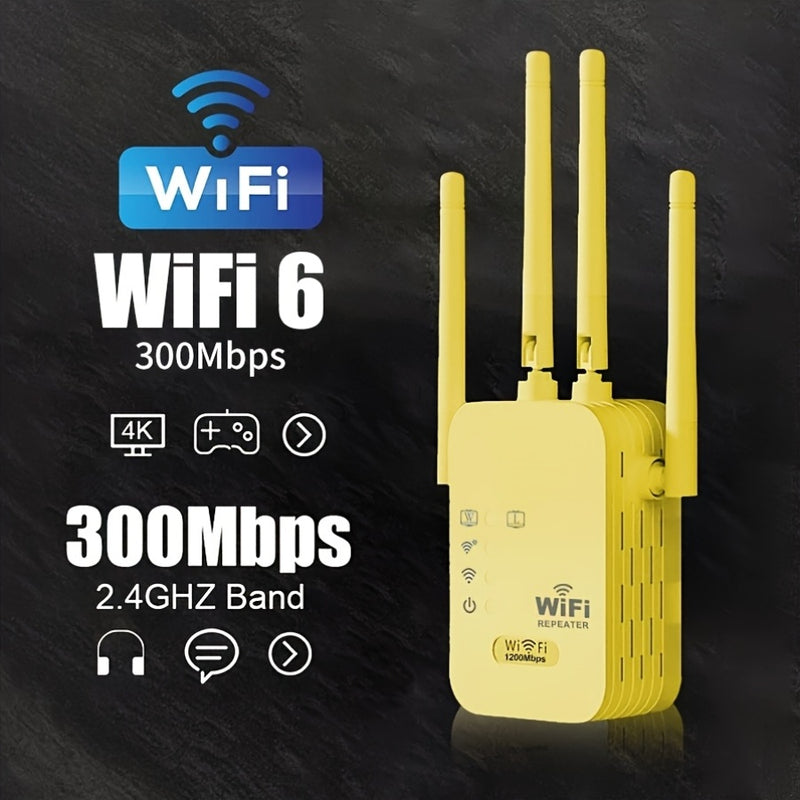 Amplificador de WiFi de 1200 Mbps - Repeater/Routers de Internet inalámbrica, cobertura de hasta 10,000 pies cuadrados, libre de interferencias, adecuado para noches de juegos familiares y celebraciones al aire libre - Enchufe de EE. UU., regalo perfecto