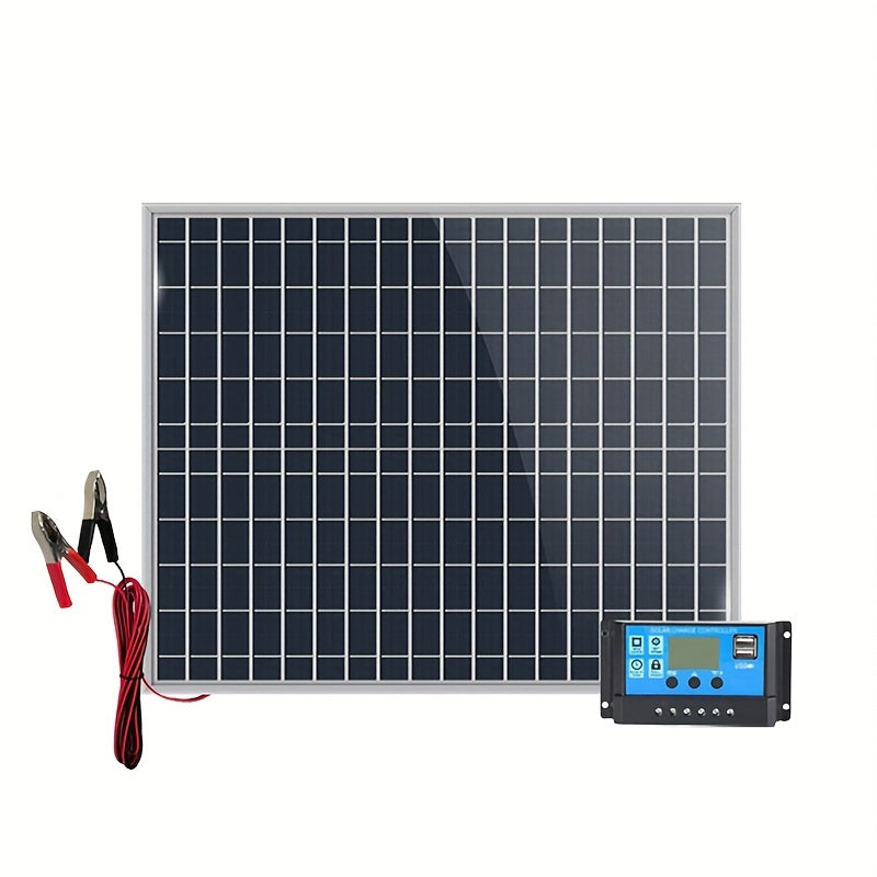 Panel Solar Portátil con Controlador de 100A, Accesorios para RV, Banco de Energía Cargador Solar para Camping, Barcos y Más