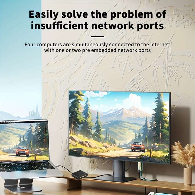 Conmutador Ethernet Gigabit 5 en 1, compatible con redes 10/100/1000m, portátil y fácil de instalar, alimentado por USB con 4 puertos de expansión, extensor de red uno a cuatro