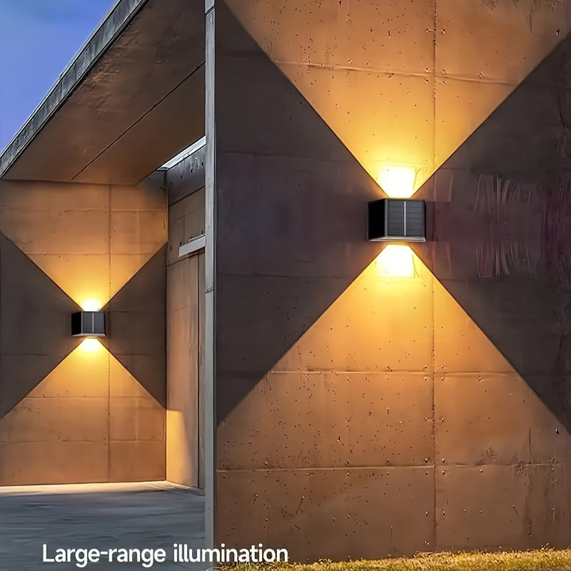 2 Paquetes de Luces Solares para Paredes - Iluminación LED Ajustable para Exterior, Batería Grande de 1200mAh, Operación Automática de Amanecer a Anochecer para Porche, Patio Trasero, Patio, Deck, Jardín, Muro de Contención, Camino, Luces Solares para Ex
