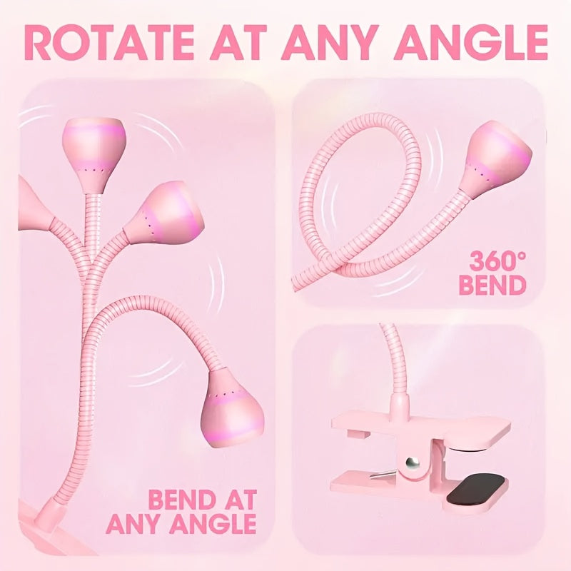 Linterna de uñas con cuello flexible ultravioleta, lámpara LED portátil para gel, secador de uñas USB plug-and-play con pinza y luz flash