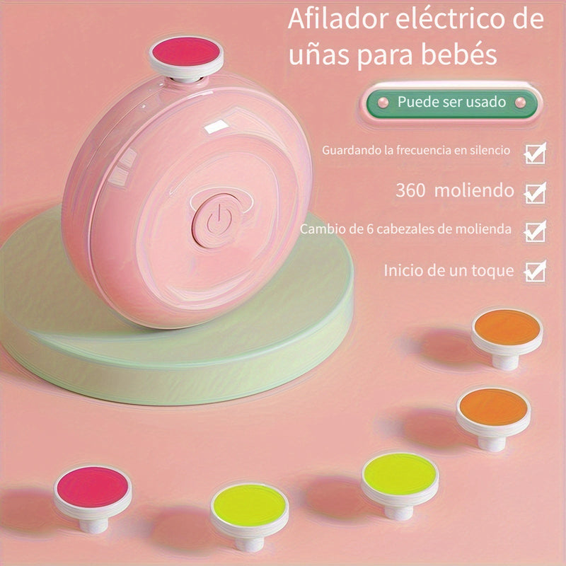 Cortador de uñas eléctrico > Juego de cortadores de uñas de seguridad con 3 cabezas de molienda reemplazables > 6 cabezas de molienda/bajo ruido/mano/diseño ergonómico/kit de belleza