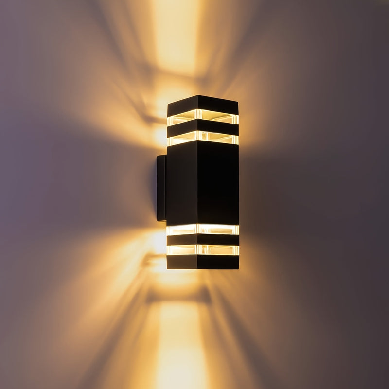 1/2 piezas de lámpara de pared para exterior con base E27 reemplazable, ideal para porche, puerta principal, jardín, balcón o escaleras (no incluye focos)