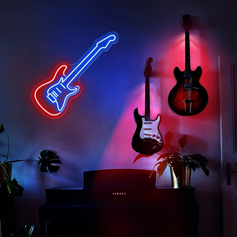 Luz de Pared LED para Guitarra 3-en-1 Mejorada con Sensor de Control de Sonido - Alimentada por USB, Compatible con la Mayoría de Soportes de Guitarra (Soporte No Incluido)