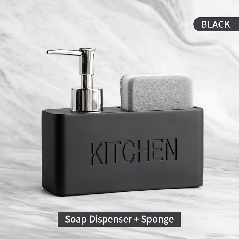 Dispensador de jabón multifuncional, botella de loción con portaesponja, dispensador de jabón líquido para baño, botella recargable práctica para lavabo, accesorios de baño