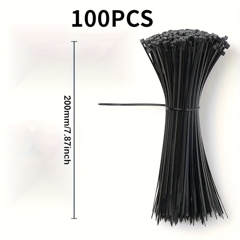 100 piezas de bridas para cables multiusos resistentes con cierre automático y correas de nailon duraderas para almacenamiento arquitectónico y de escritorio doméstico