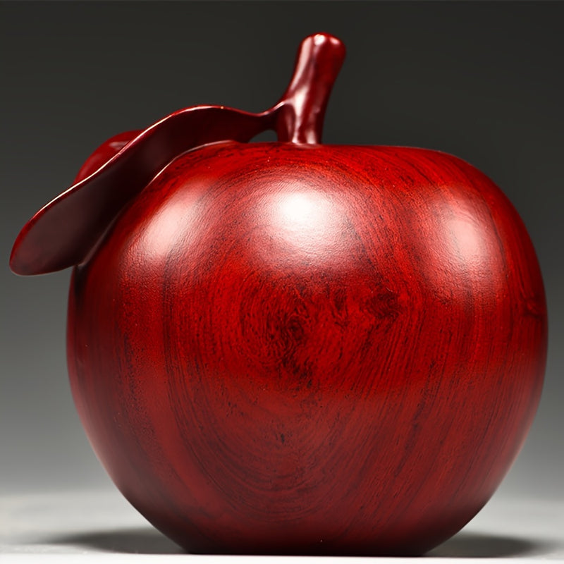 Estatuilla de manzana tallada en madera de sándalo rojo, objeto de colección para decoración del hogar, uso en interiores, no necesita electricidad, decoración versátil para habitaciones, regalo ideal para el estreno de una casa.