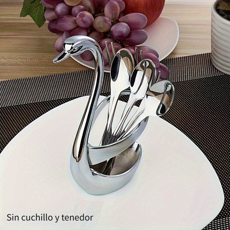 Soporte para cubiertos en forma de cisne elegante de acero inoxidable 304, 1 pieza - Diseño elegante, no incluye tenedor ni cuchara, ideal para decoración del hogar, mesa de café, hotel y fiestas