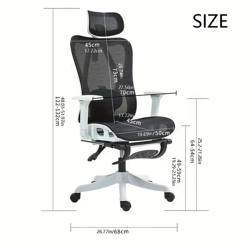 Una silla de oficina ergonómica con reposabrazos retráctiles, soporte lumbar ajustable, ideal para el trabajo en la oficina y el juego.