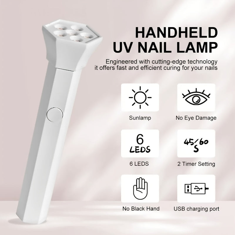 Linterna Relajante de Manicura Portátil con 6 Bombillas LED, Lámpara para Curar Esmalte en Casa