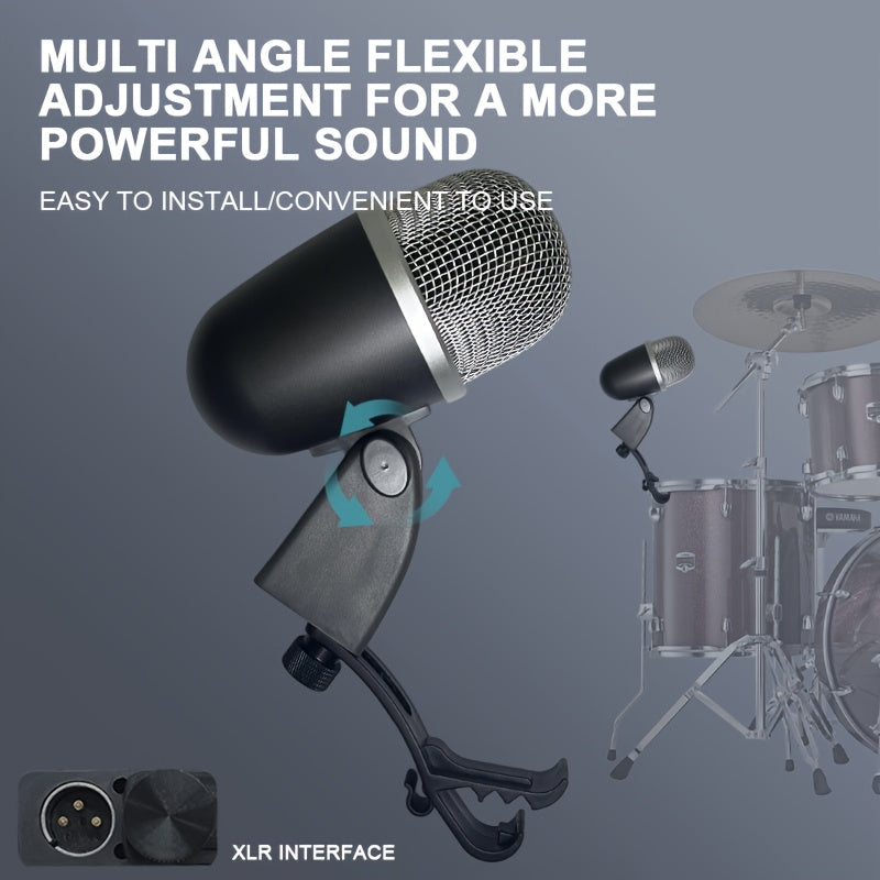 Microfono para Batería AY-A2 de Calidad Sonora Potente para Actuaciones Musicales y Grabación en Estudio, Micrófono Dinámico Profesional con Conector XLR