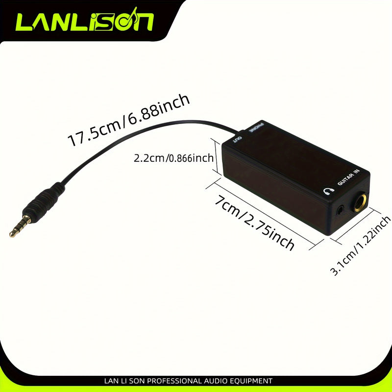 Adaptador de Audio Lanlison - Conecta Guitarra, Bajo, Altavoz, Batería Eléctrica y Piano a Smartphone para Grabación y Efectos, Convertidor, Línea