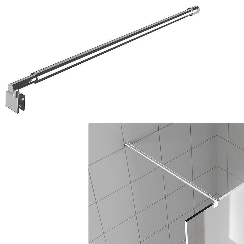 Soporte ajustable de ducha de aluminio, 27,6" a 47,2" - Ideal para paneles de vidrio de 5/16" a 3/8" de grosor, montado en pared con acabado plateado pulido, perfecto para encierros de ducha sin marco, soporte de ducha sin marco | Acabado metálico elegan