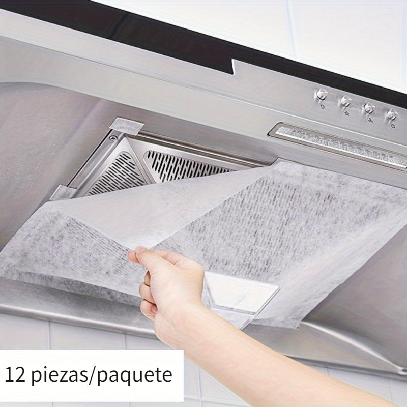 12/24pcs Cubierta para Campana de Cocina a Prueba de Aceite, Película Absorbente de Aceite, Filtro de Malla de Papel Absorbente de Aceite, Absorbente de Aceite Desechable Lateral, Suministros de Cocina, Sin Batería