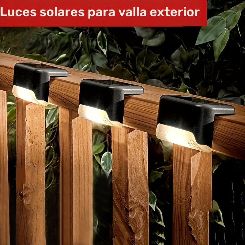 4/12piezas Luces de escalera solares Luces de pared para exteriores, conmutador automático de sensor para escaleras, decks, caminos, patios, cercas, barandillas, múltiples escenas Luces de cubierta solar Luces de escalera solares