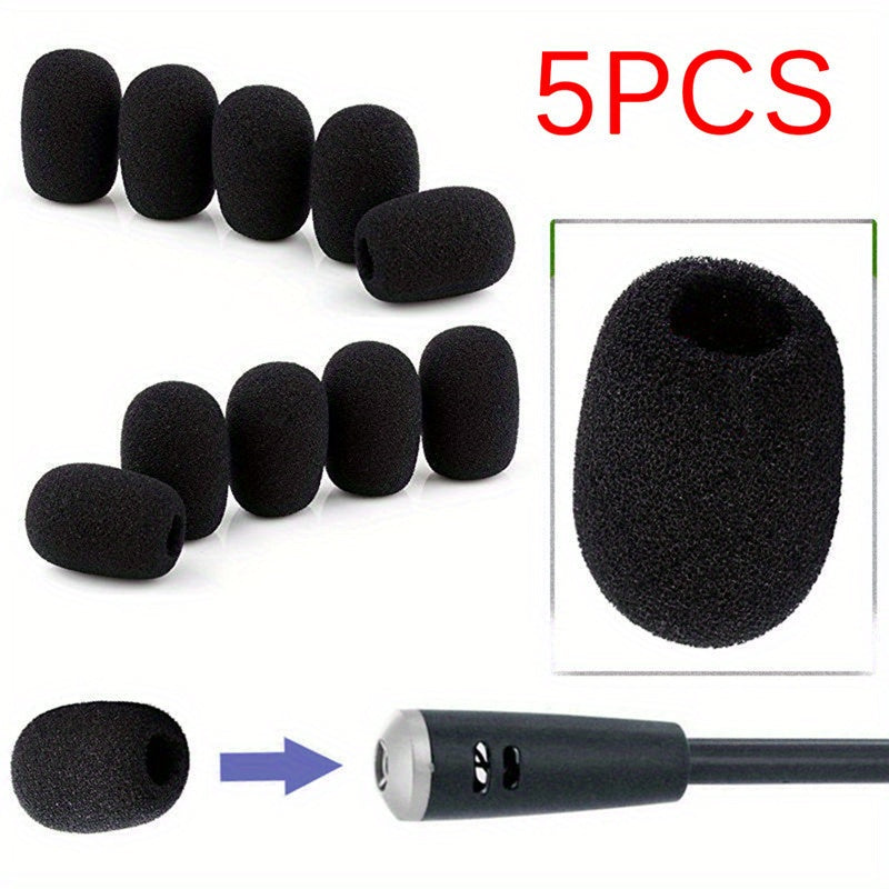 Conjunto de 5 Piezas de Protector Antiviento para Micrófono, Almohadilla de Espuma Suave para Cubrir el Micrófono, Esponja en Color Claro Beis
