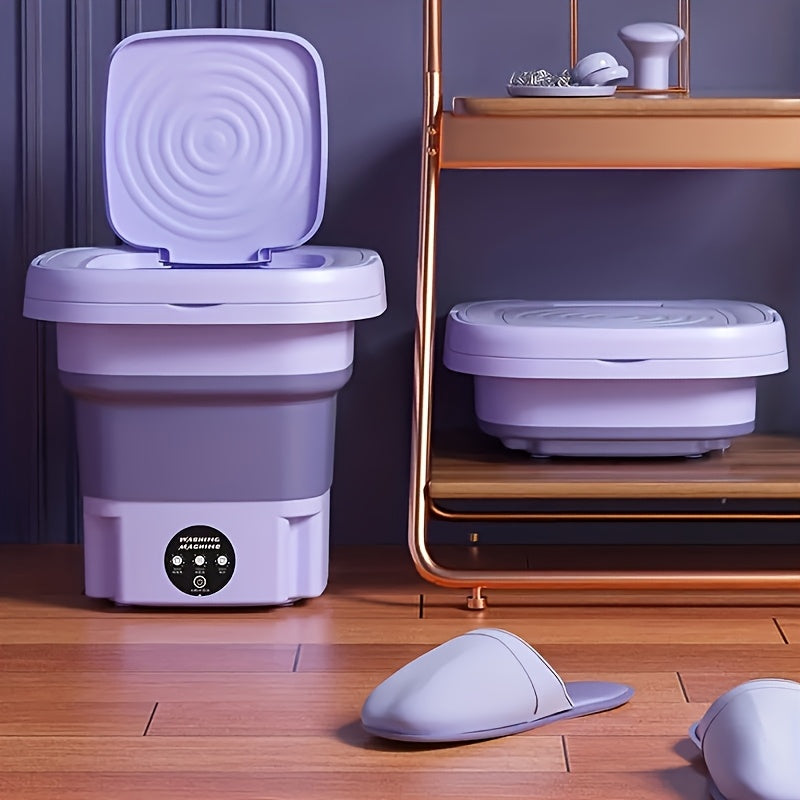 1 lavadora compacta plegable, ideal para viajes en auto y residencias. Diseño ahorrador de espacio para espacios pequeños. Electrodoméstico portátil perfecto para lavar ropa interior, calcetines y prendas delicadas sobre la marcha