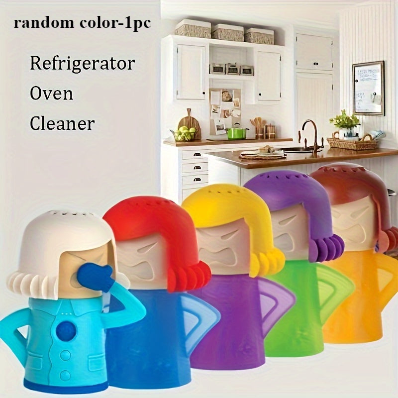 1 pieza, limpiador de vapor para microondas y horno "Mama Enojada", herramienta de limpieza de cocina multiusos, no tóxica, segura para refrigeradores y microondas, fácil de usar, material duradero de TPU, diseño vibrante azul, verde, púrpura, amarillo,