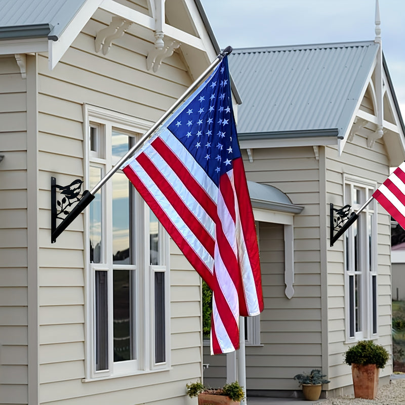 Soporte de asta de bandera de metal con temática de pájaro, soporte de bandera decorativo para montaje en pared para uso en exteriores, no necesita electricidad ni batería, herrajes de bandera duraderos con resistencia a la intemperie, paquete de 1