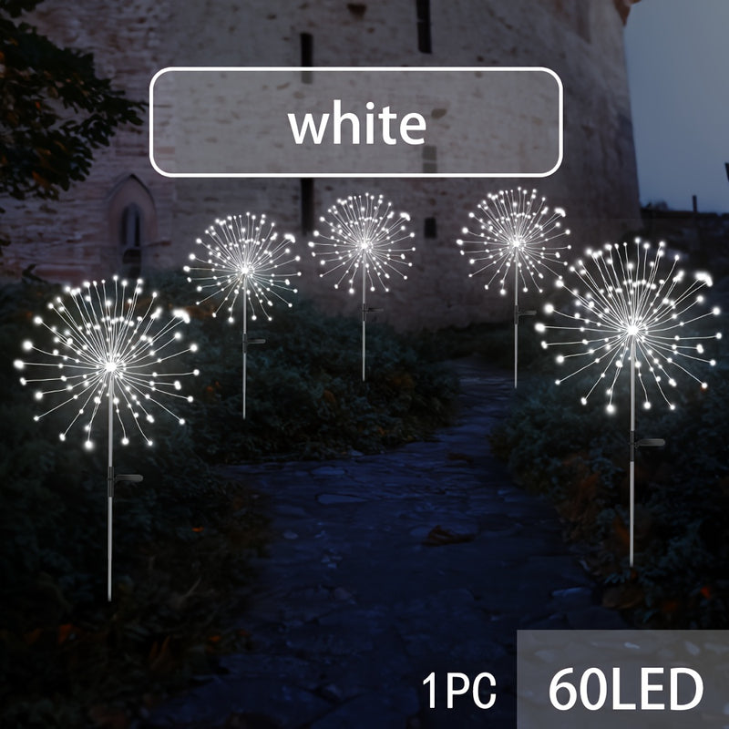 8 Modos de Iluminación para Exteriores, Luces Solares de Fuegos Artificiales, Patio, Jardín, Decoración de Iluminación para Exteriores Villa Eid Al-Adha Mubarak