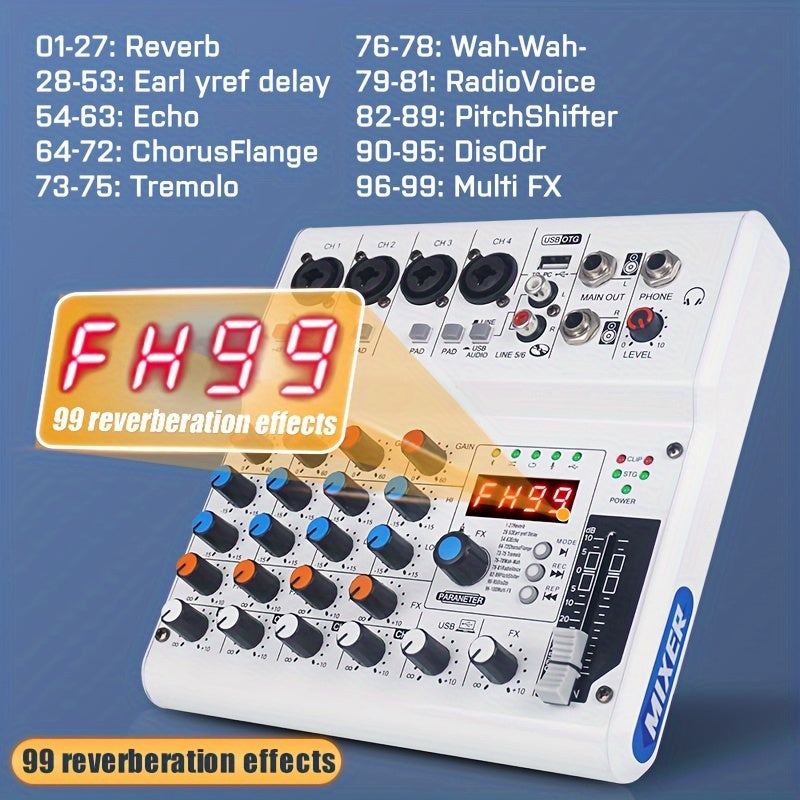 Consola de Mezcla Portátil NXG GX-06, Consola de Mezcla de 6 Canales con Tarjeta de Sonido USB, Controlador de Grabación de Sonido, Interfaz, para Grabación de Juegos en PC y Transmisión de Medios