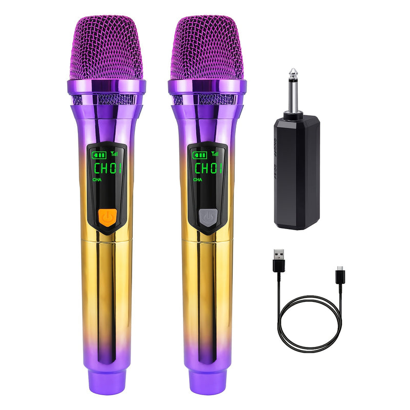 108 colores 2 SKUs Heikuding Micrófono inalámbrico inalámbrico - Conector de 6,35 mm, clip, control de volumen, USB y batería de litio recargable, diseño de diafragma pequeño para transmisión en vivo, podcasting, grabación de voz, herramienta de grabació