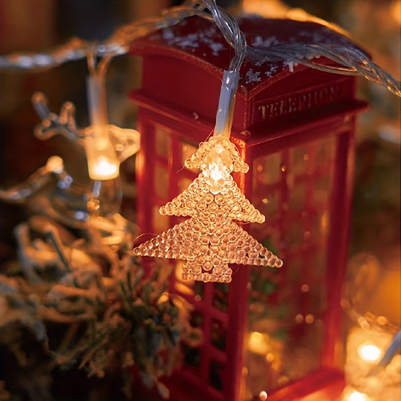 Luces Navideñas con Copos de Nieve y Renos - 152.4cm/3.05 metros, Funcionan con Pilas para Decoración Festiva en Habitaciones de Niños, Espacios de Estar, Áreas de Comedor y Centros Comerciales