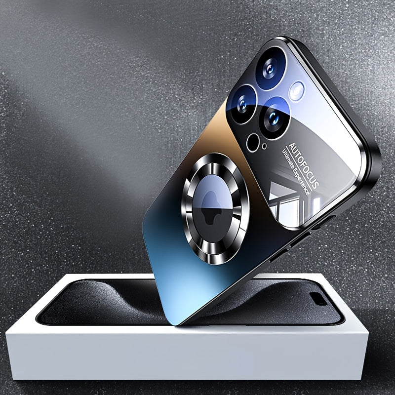 Nueva funda de carga inalámbrica magnética mate de titanio de desierto de lujo, compatible con for iphone 16, 15, 14, 13, 12, 11 Pro Max, 16Pro, con ventana de cámara de acrílico y protector de lente de vidrio, protector de impacto suave de TPU y cubiert