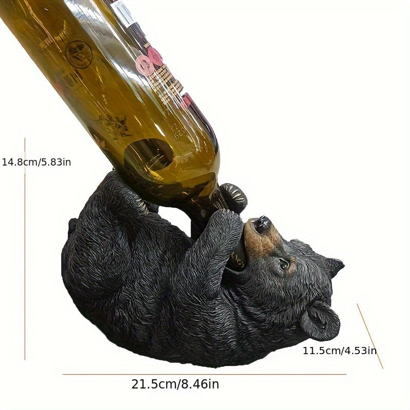 Soporte de vino de oso negro de resina: Decoración abstracta para el hogar, Adecuado para uso en interiores y exteriores, Ideal para Navidad, Halloween, Graduación, Día de la Independencia y Festival de la Cerveza de Munich