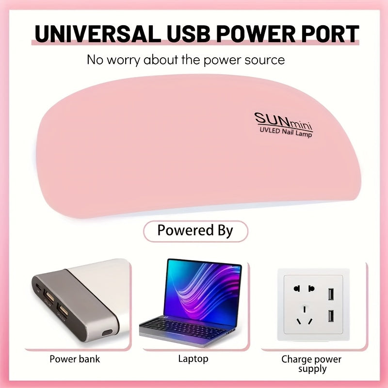 Secador de uñas mini LED para esmalte de gel - Dispositivo compacto alimentado por USB para manicura y cuidado de uñas con diseño portátil, luz de esmalte de gel sin alcohol para uso en salones y hogares, suministros de arte de uñas, estética moderna, co