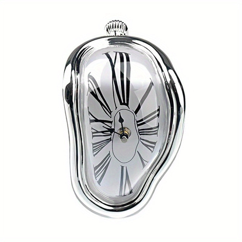 1 Unidad De Relojes De Pared Con Números Romanos Torcidos Surrealistas, Reloj De Estilo Surrealista, Accesorio Para El Hogar, Decoración De Reloj De Pared Distorsionada De Fusión, Decoración Del Hogar