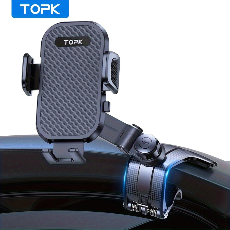 TOPK D42-J Soporte de Teléfono para Coche Ajustable 360° con Clip Antideslizante de Silicona, Compatible con Todos los Smartphones y Vehículos, Diseño Ergonómico para Conducción Segura, Soporte de Teléfono para Auto, Montaje Ajustable, Soporte Moderno y