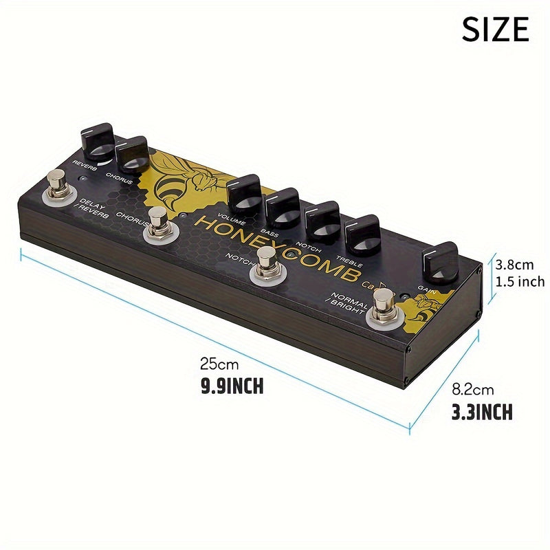 Pedal de Efectos AHAJII Todo en Uno con Coro, Retardo, Filtro Notch y EQ Boost - Procesador Multiefectos Digital, Entrada AUX, Salidas XLR/1/4" - Para Guitarra Acústica/Electrica, Estudio de Grabación y Presentaciones En Vivo - Pedalboard Compacto, Equip