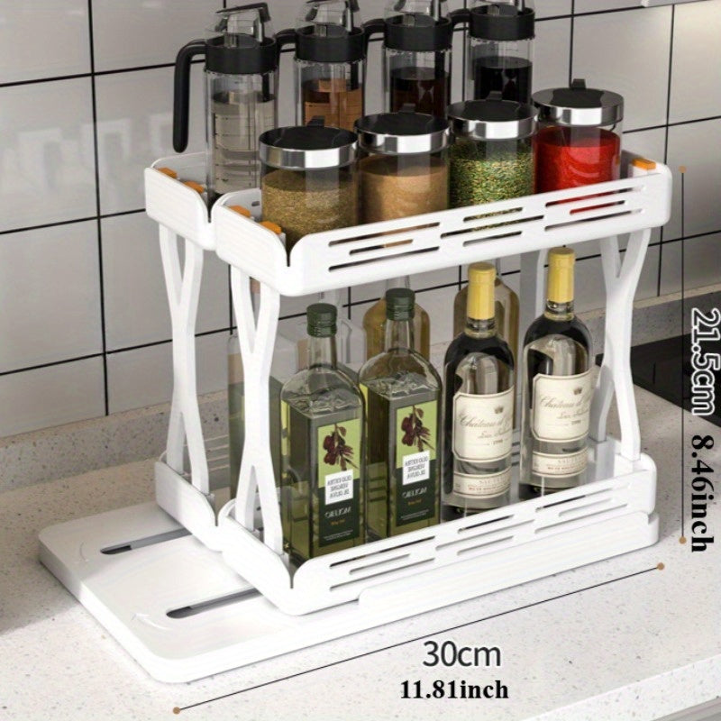 Organizador de especias extraíble, ideal para gabinetes - duradero, almacenamiento organizado con botellas deslizantes, estante giratorio multifuncional, soporte de especias para encimera de cocina, estantería rotativa para almacenaje en la cocina