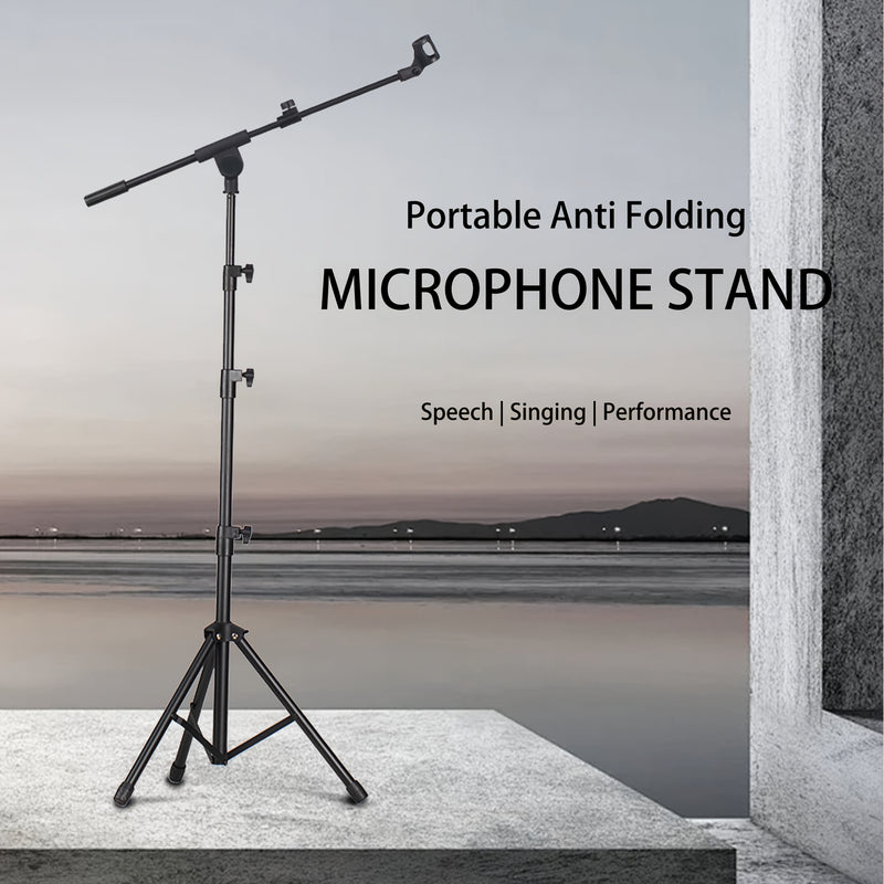 Soporte de micrófono metálico ajustable de alta resistencia - 2 clips de micrófono, adaptador de 3/8" a 5/8", bolsa de transporte incluida para escenario de karaoke, estudio en casa y uso profesional de grabación, soporte de micrófono para cantar, diseño
