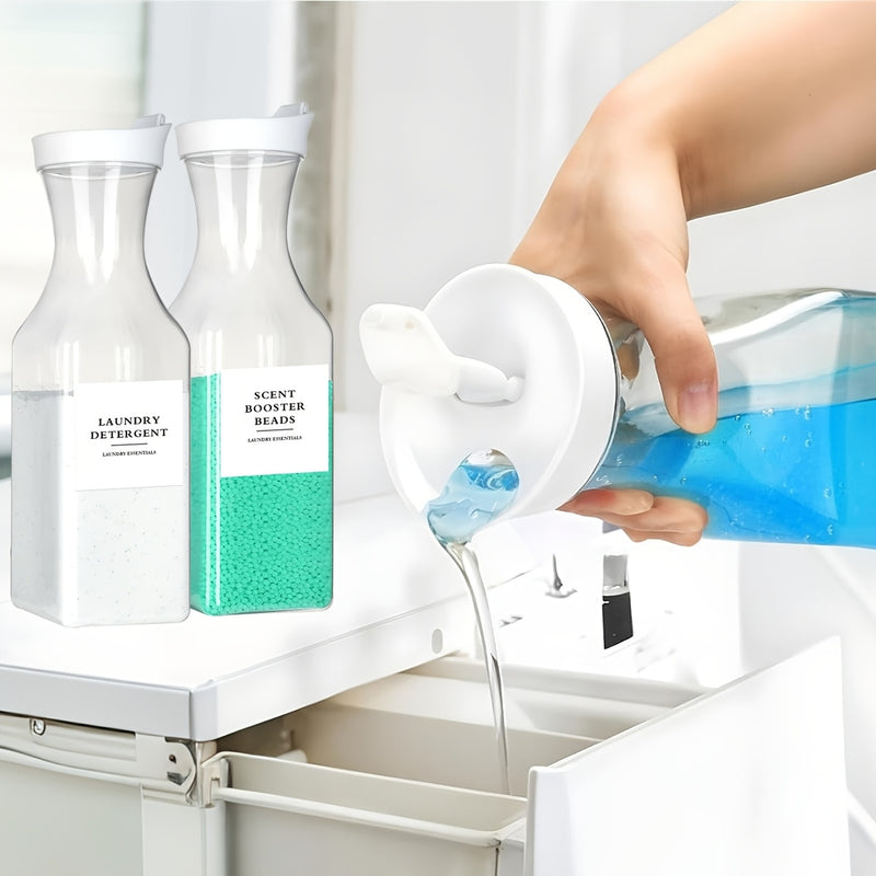 1pieza Dispensador de Loción, Dispensador Cuadrado de 1000Ml, Dispensador de Detergente para Lavandería, Dispensador de Suavizante de Plástico, Contenedor Líquido para Lavandería, Cans de Refuerzo de Aroma con 4 etiquetas, Organizador de Lavandería