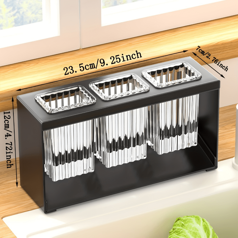 1pc Organizador multifuncional de utensilios de cocina con bandeja de drenaje - Soporte de plástico para almacenar cuchillos, tenedores, cucharas y palillos - Soporte de utensilios de mostrador con drenaje integrado para uso en el hogar y en restaurantes