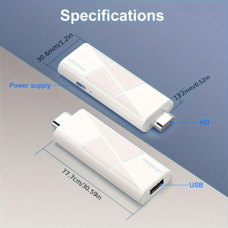 2025 Nueva Llegada H96 MAX RK3518 Smart TV Stick con Android 14.0, WiFi6, BT5.4, Ethernet 100m, Resolución 4K@60Hz, Salida HD, Asistente AI Caja Reproductor de TV