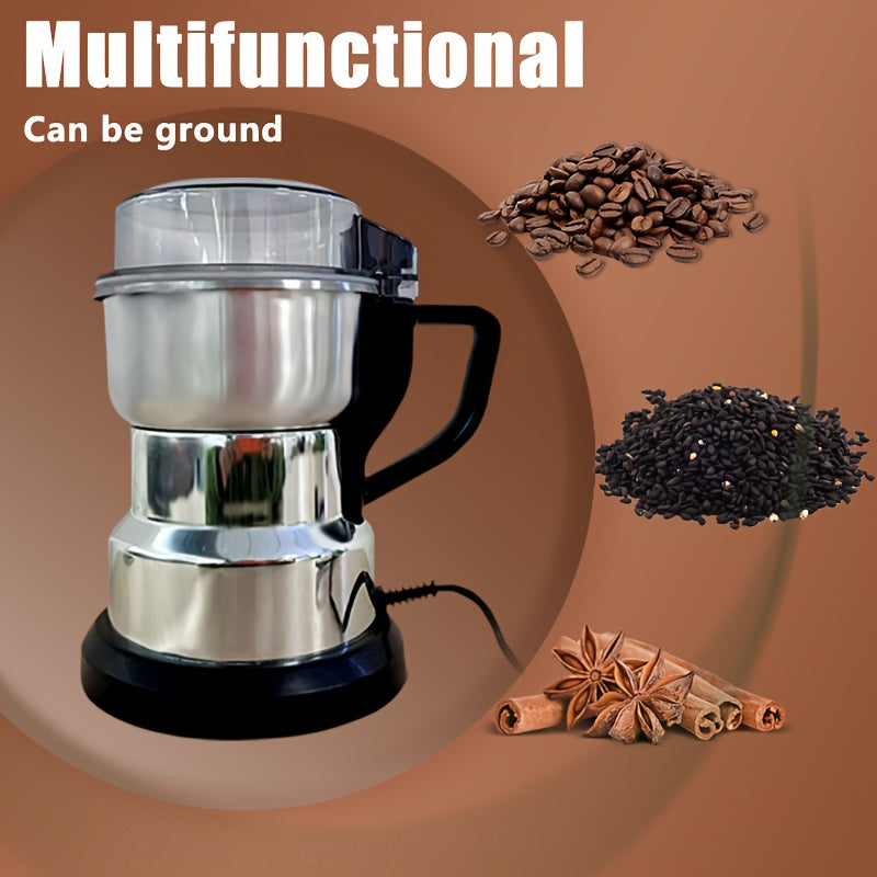 Molino de granos de acero inoxidable eléctrico, ultrafino para hogar y cocina, para granos enteros y artículos secos, tamaño pequeño con función de arranque de un solo botón, potente con enchufe de 110V de EE. UU., no requiere batería, forma irregular, e