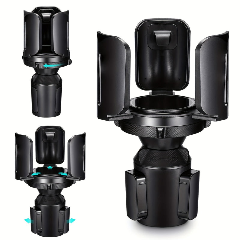 MHO+ALL Soporte de taza expandible para botellas de agua grandes y tazas de café - Base ajustable con brazos extensibles, adaptador de taza universal (negro), ideal para uso en coche, soporte de taza para coche | Soporte de taza ajustable | Soporte de pl