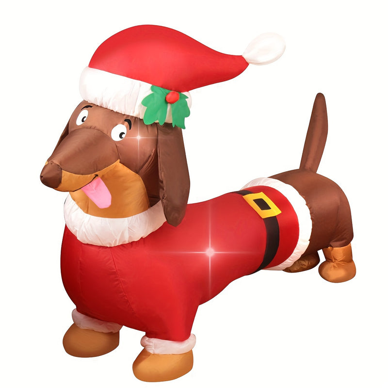 WAYDEKO Pan de jengibre inflable para hombre y perro salchicha de Navidad - Decoración navideña con luz, ventilador incorporado, estacas y cuerdas, perfecta para decoración de hogar y fiesta, pan de jengibre festivo para hombre y perro salchicha