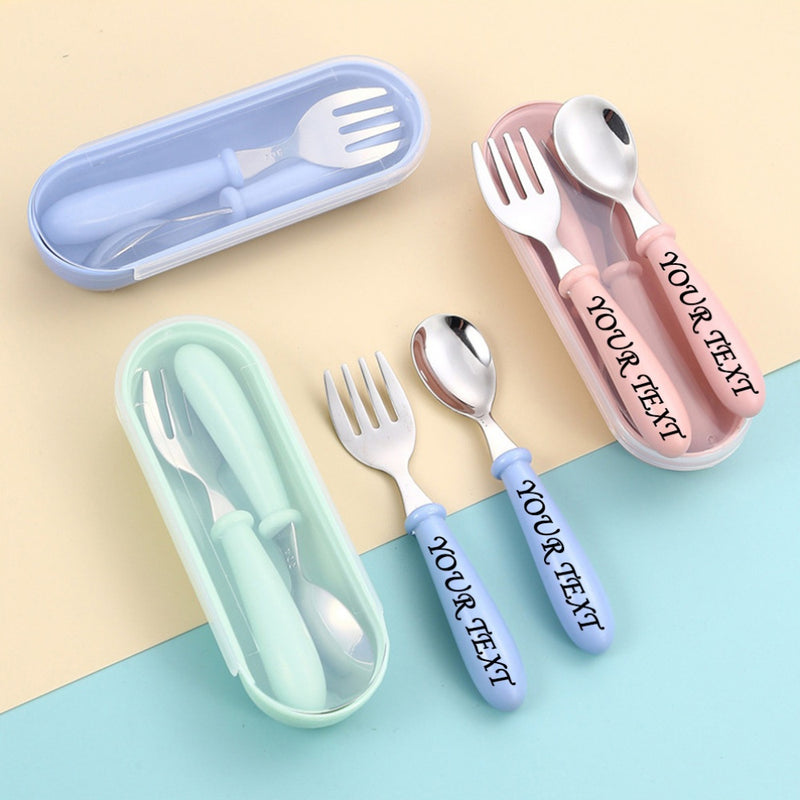 Set de cubiertos de acero inoxidable personalizado con estuche de almacenamiento - Cuchara y tenedor duraderos, ideal para fiestas y regalos de Pascua