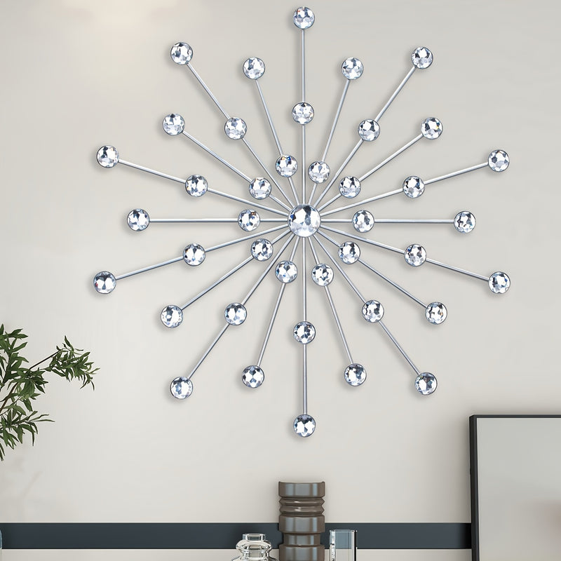 Arte de Pared Metálico Estrella Elegante - Estilo Clásico, Hierro Negro con Acentos de Cristal, Decoración Fácil de Colgar para Sala de Estar y Fondo de TV, Decoración del Hogar