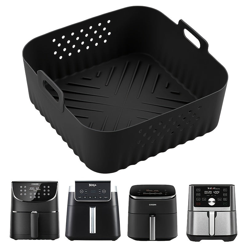 1/2 piezas de funda de silicona para freidor de aire de 8,8 pulgadas para freidor de aire de 5,5 a 7 tazas, resistente al calor y fácil de limpiar, bandeja de silicona para freidor de aire Ninja AF181, AF180, AF141, AF140, Philips HD9270