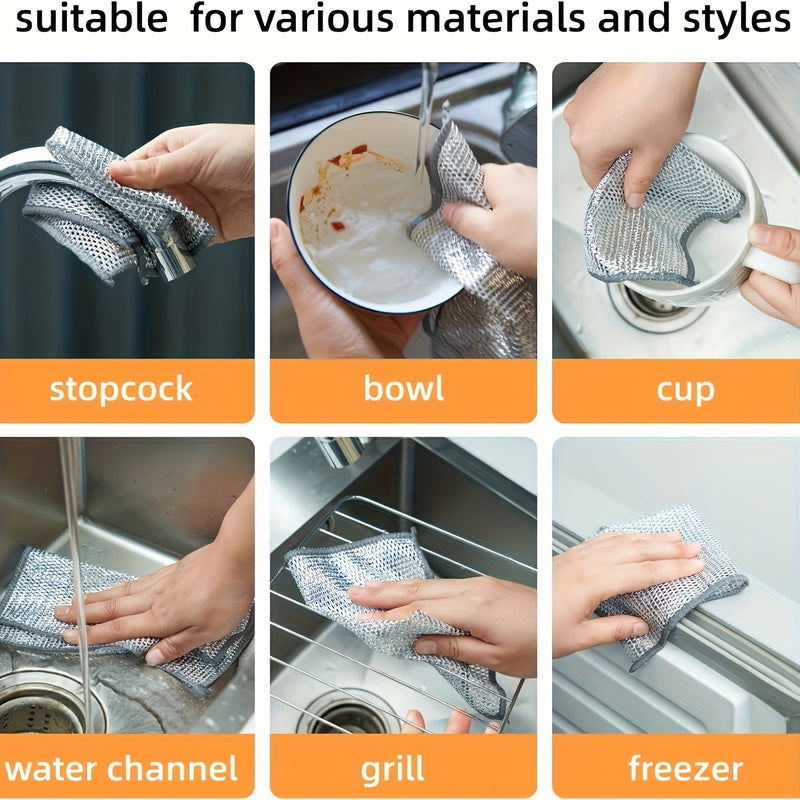 30/16/12/8 paños milagrosos para limpieza - Antiadherentes para grasa, esponjas de malla de secado rápido para ollas y estufas, limpiador multiusos para cocina, material PET gris, solo lavado a mano