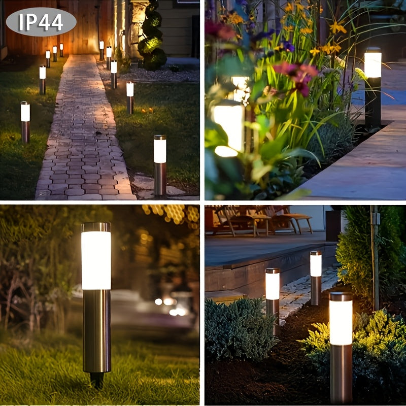 Conjunto de 2 Luces Solares LED para Exteriores con Energía Solar - Duradero en ABS y Acero Inoxidable, Sensor de Movimiento Automático Encendido/Apagado, Altura de 4.72 metros para Jardín, Césped, Patio - Iluminación Paisajística Eficiente en Energía,