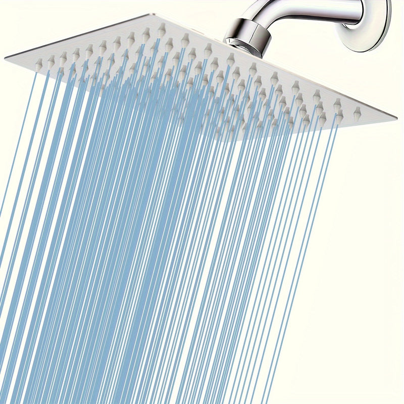 Rociador de Ducha Cuadrado de Acero Inoxidable de 8 Pulgadas de Lujo - Montado en la Pared, Diseño Elegante con Múltiples Chorros de Agua para una Experiencia de Ducha Refrescante, Instalación Fácil, Accesorios de Ducha