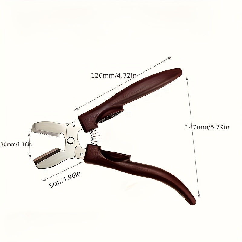 Abrelatas de Acero Inoxidable - Pinza para Nueces de Fácil Agarre, Impermeable, No Necesita Energía, Marrón Oscuro para Uso en Cocina y Comedor
